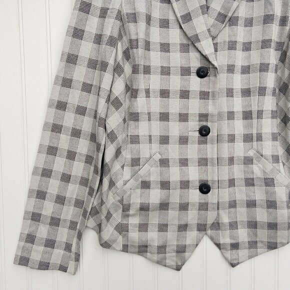 Cabi Valentina Blazer Size 10 NWT 5292 Plaid Button Checked Jacket Gray Knit - Picture 7 of 10